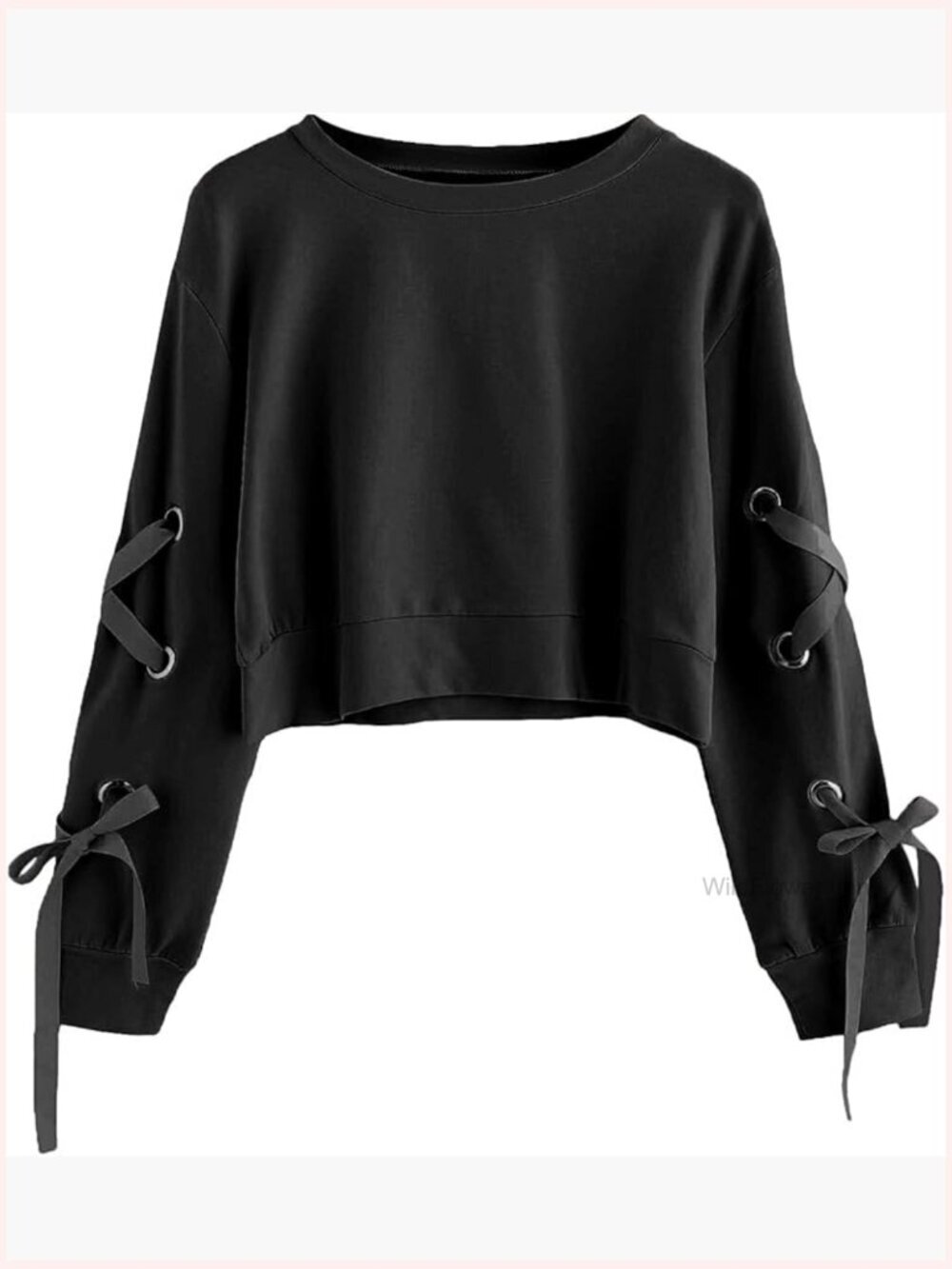 Lace Up Long Sleeve Crop Top Sweatshirt Pullover